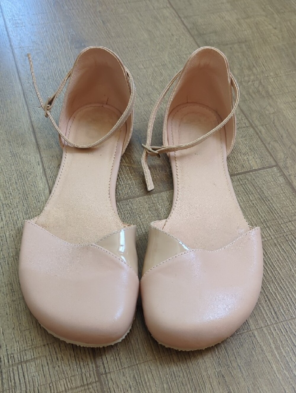 Shapen Women’s Pink Nude Poppy Flats with Ankle Straps - Picture 3 of 6